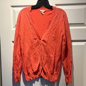 J. Crew Vibrant Orange Cardigan Sweater